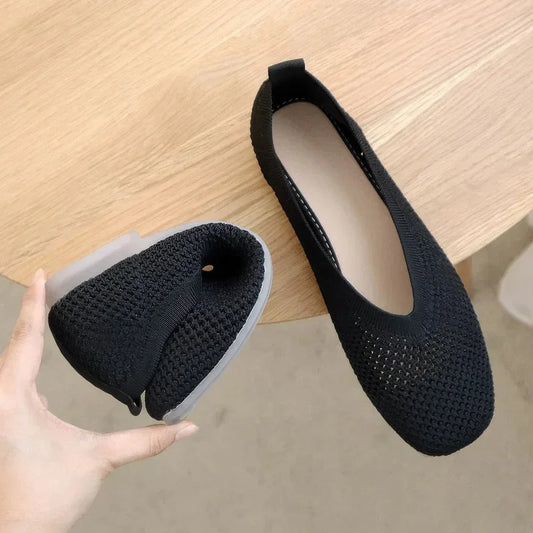 Sophia's Breathable Mesh Flats with Square Toe Design