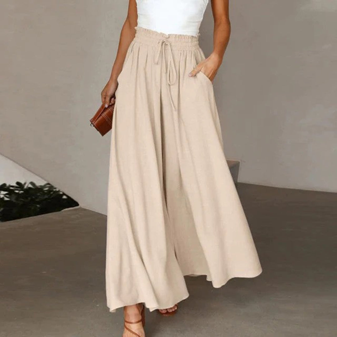 Luvrefashion | Gabriella A Line High Waist Elastic Pants with Drawstring – Long, Airy, and Pocketed in Dark Blue - image 6