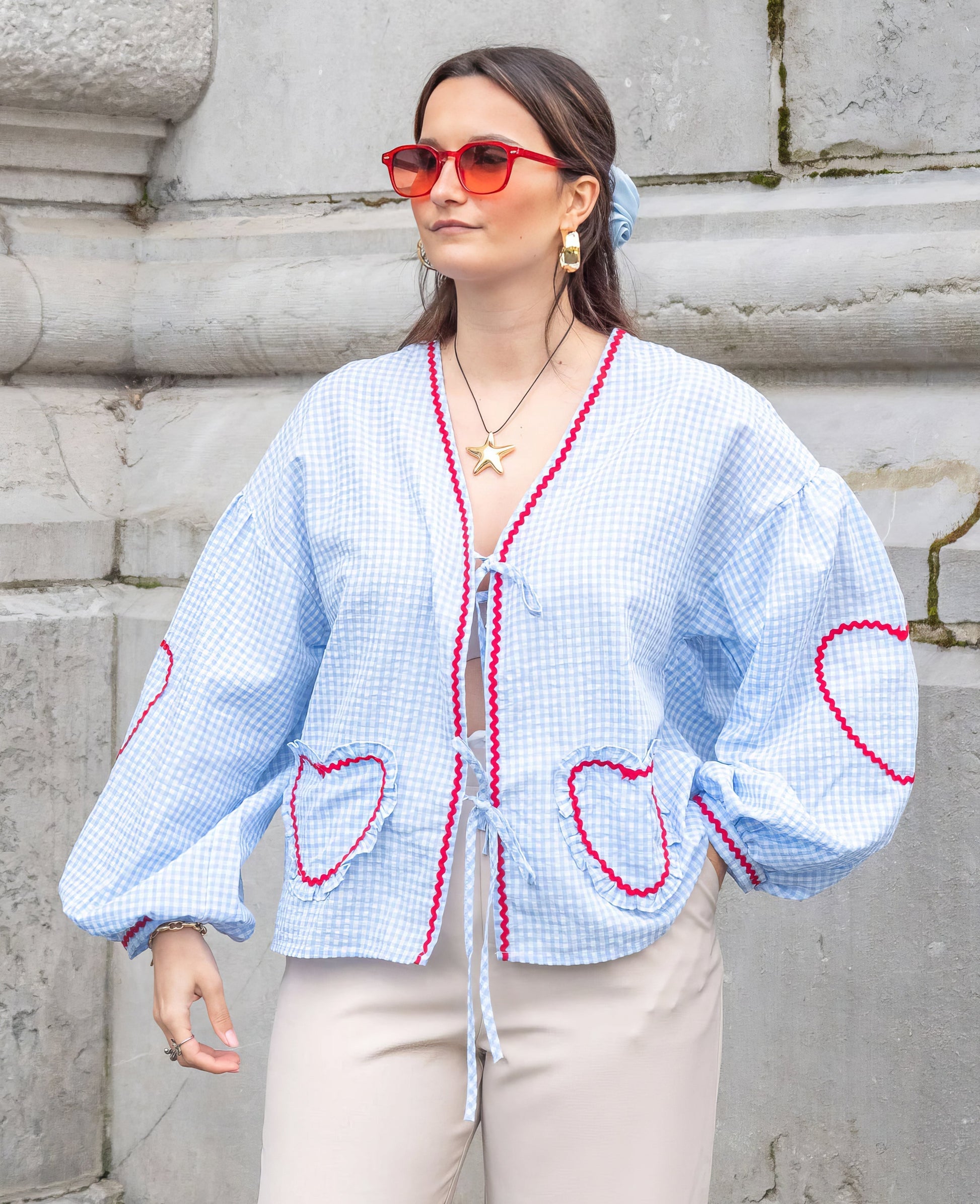 Luvrefashion | Betty Chic Heart Blouse for Fashionable in Pink - image 6