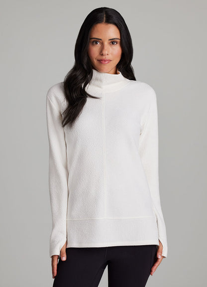 Studio Jacquard Mock Neck Tunic Pullover with Thumb Holes