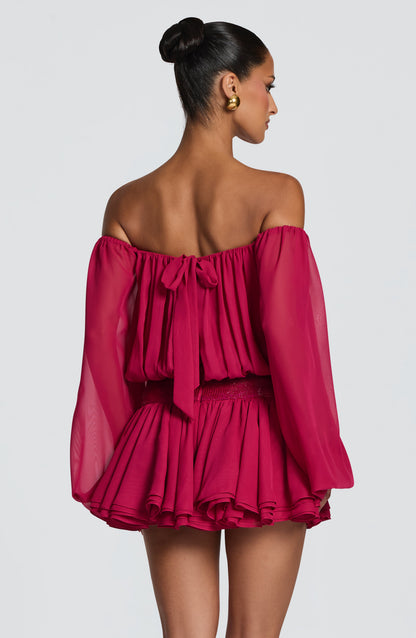 Sophia Raspberry Mini Playsuit for Summer