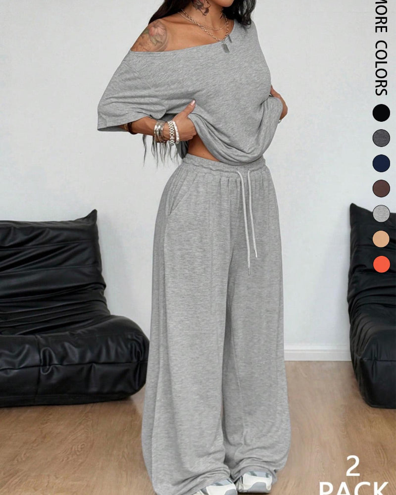 Sophia Off-Shoulder Wide-Leg Two-Piece Summer Set