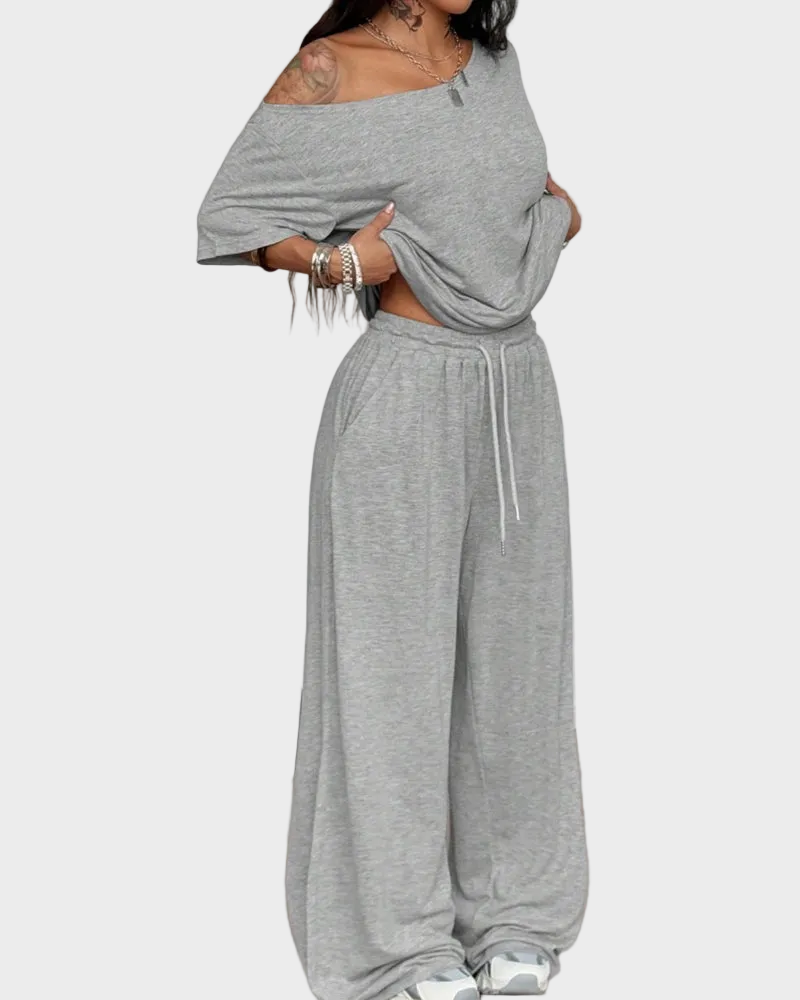 Sophia Off-Shoulder Wide-Leg Two-Piece Summer Set