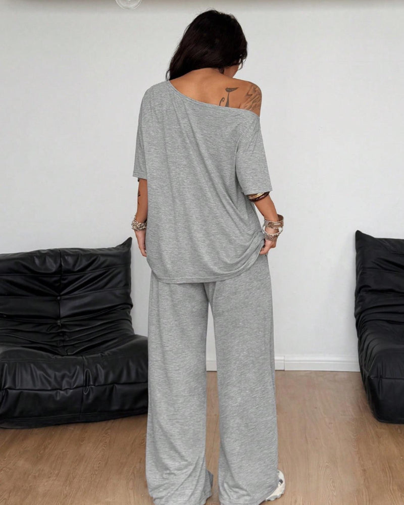 Sophia Off-Shoulder Wide-Leg Two-Piece Summer Set