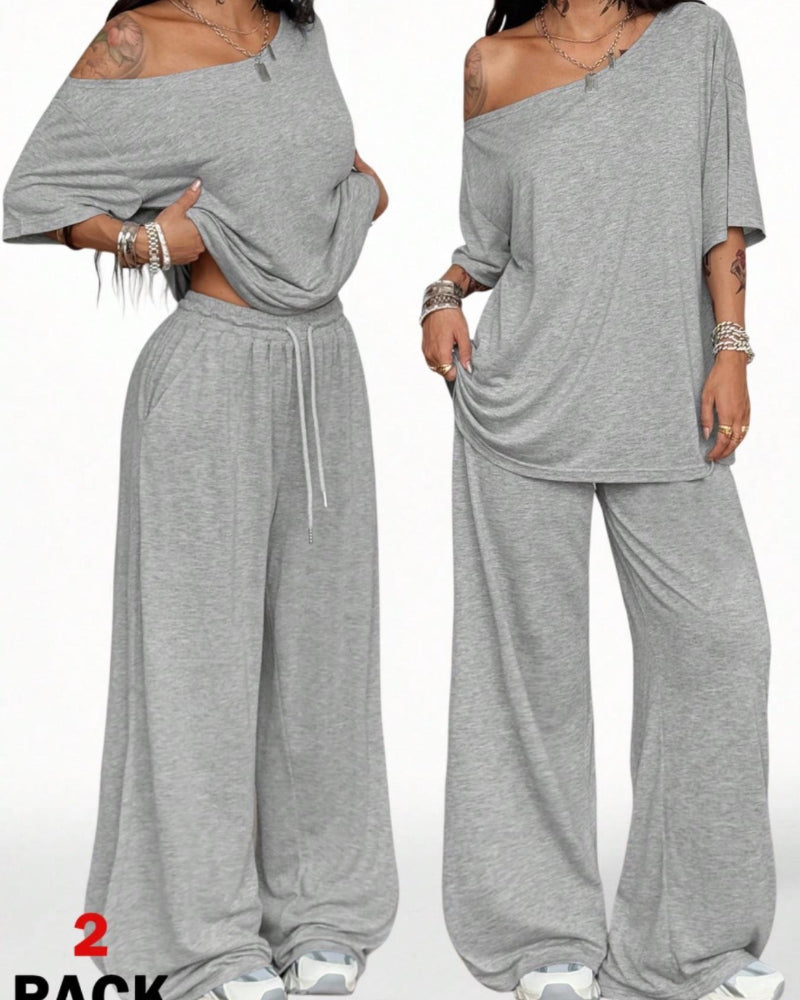 Sophia Off-Shoulder Wide-Leg Two-Piece Summer Set