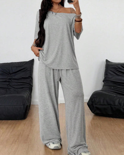 Sophia Off-Shoulder Wide-Leg Two-Piece Summer Set