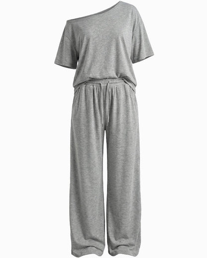 Sophia Off-Shoulder Wide-Leg Two-Piece Summer Set