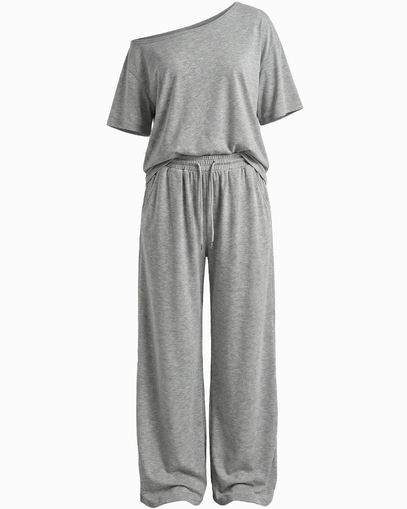 Sophia Off-Shoulder Wide-Leg Two-Piece Summer Set