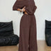 Sophia Off-Shoulder Wide-Leg Two-Piece Summer Set - Brown