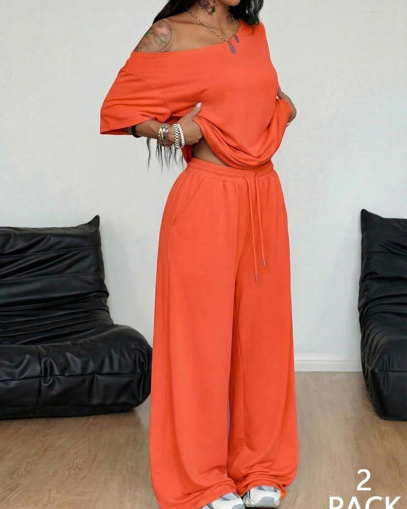 Sophia Off-Shoulder Wide-Leg Two-Piece Summer Set
