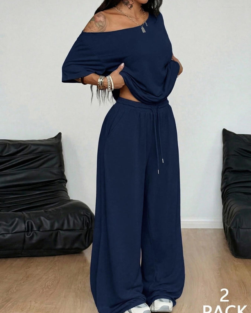 Sophia Off-Shoulder Wide-Leg Two-Piece Summer Set