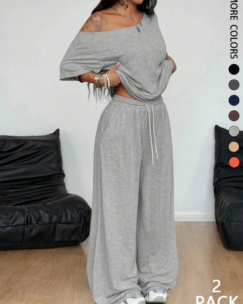 Sophia Off-Shoulder Wide-Leg Two-Piece Summer Set