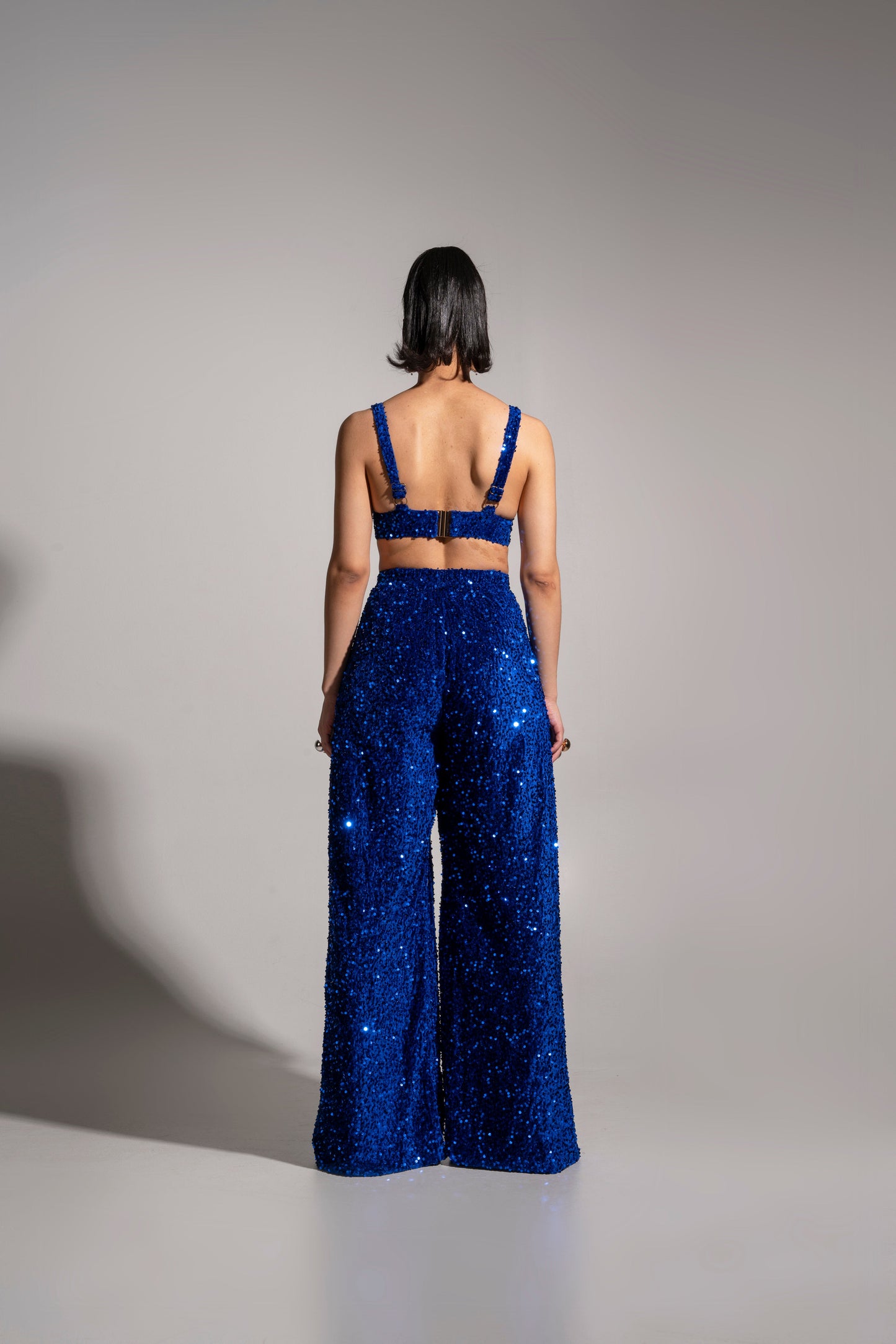 Sapphire Sequin Halter Bra Top for Summer Nights
