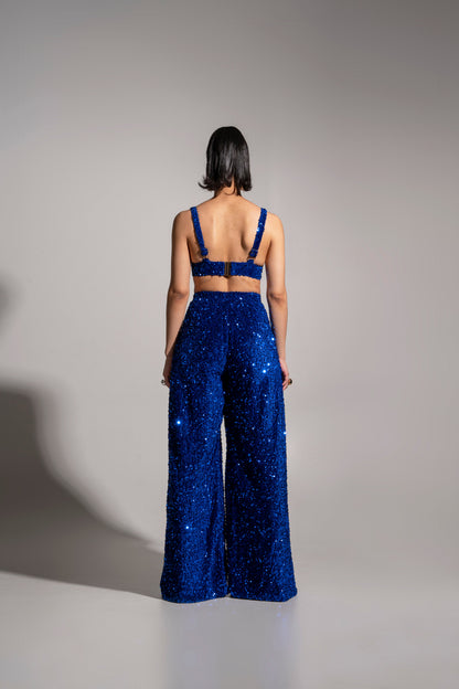 Sapphire Sequin Halter Bra Top for Summer Nights