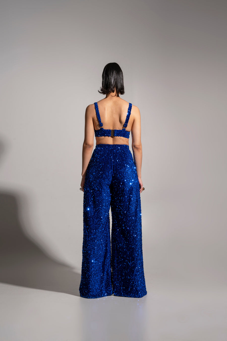 Sapphire Sequin Halter Bra Top for Summer Nights
