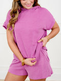 Lexxie Soft Ribbed Hooded Top and Shorts Summer Set