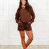 Chloe Cozy Fleece Boat Neck Two-Piece Lounge Set - Brown