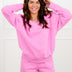 Chloe Cozy Fleece Boat Neck Two-Piece Lounge Set - Bright Mauve