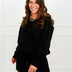 Chloe Cozy Fleece Boat Neck Two-Piece Lounge Set - Black