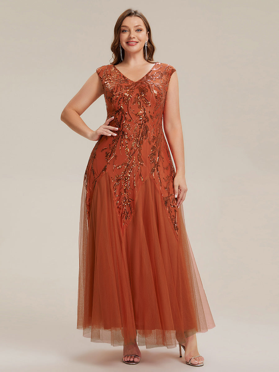 Freya Navy Sequin Embroidered Cap Sleeve Maxi Evening Dress