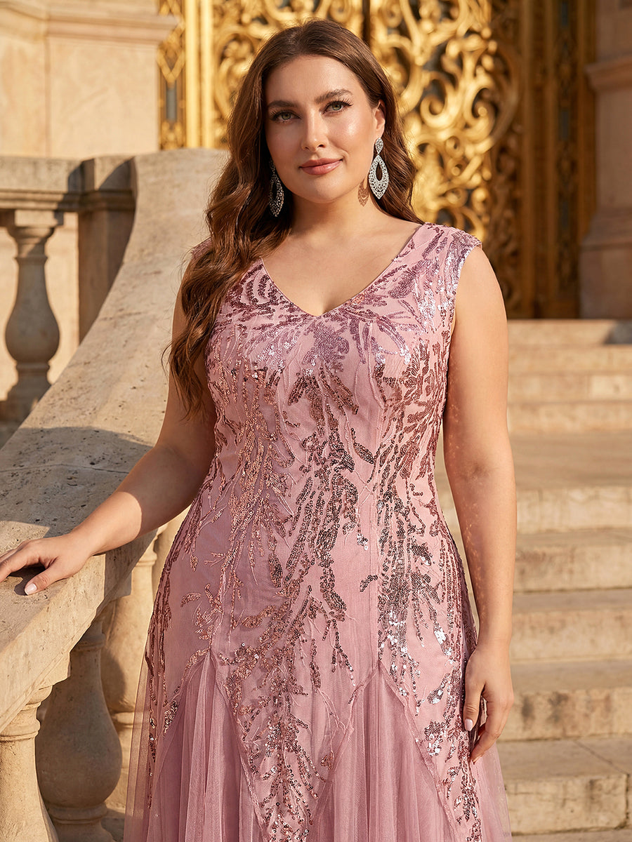 Freya Navy Sequin Embroidered Cap Sleeve Maxi Evening Dress