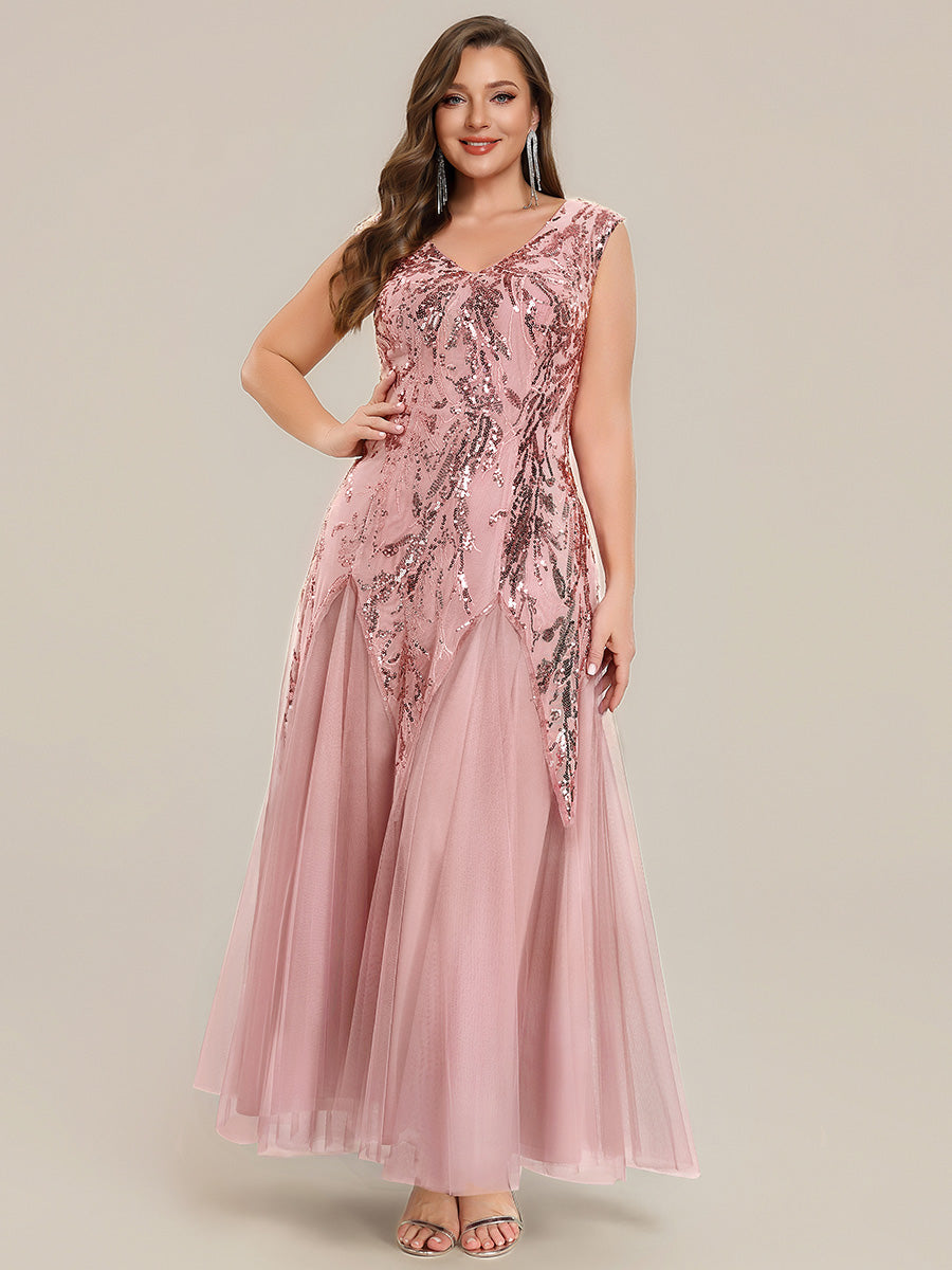 Freya Navy Sequin Embroidered Cap Sleeve Maxi Evening Dress
