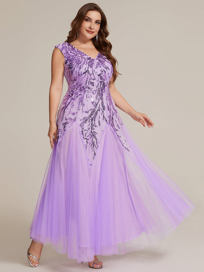 Freya Navy Sequin Embroidered Cap Sleeve Maxi Evening Dress