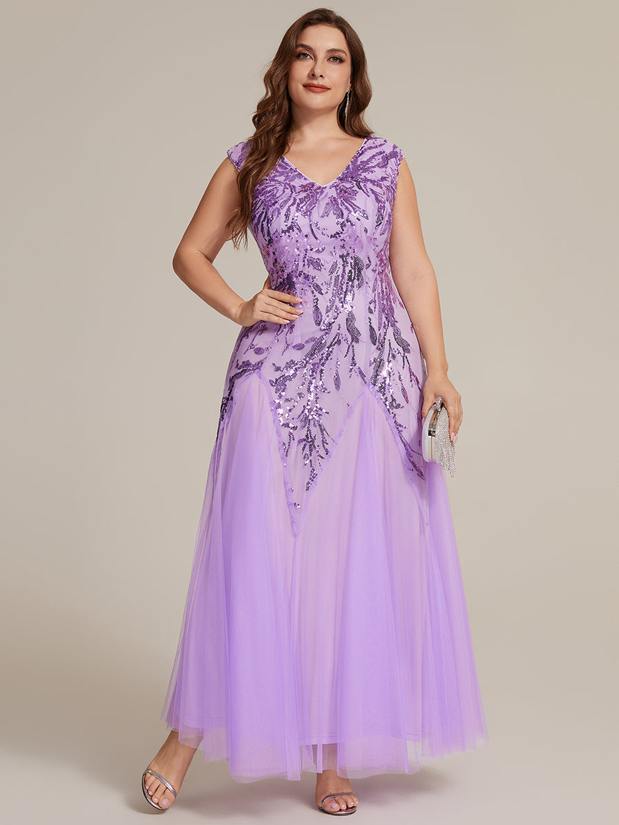 Freya Navy Sequin Embroidered Cap Sleeve Maxi Evening Dress