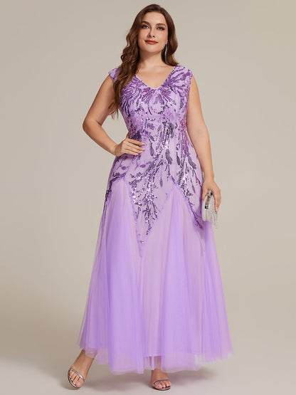 Freya Navy Sequin Embroidered Cap Sleeve Maxi Evening Dress