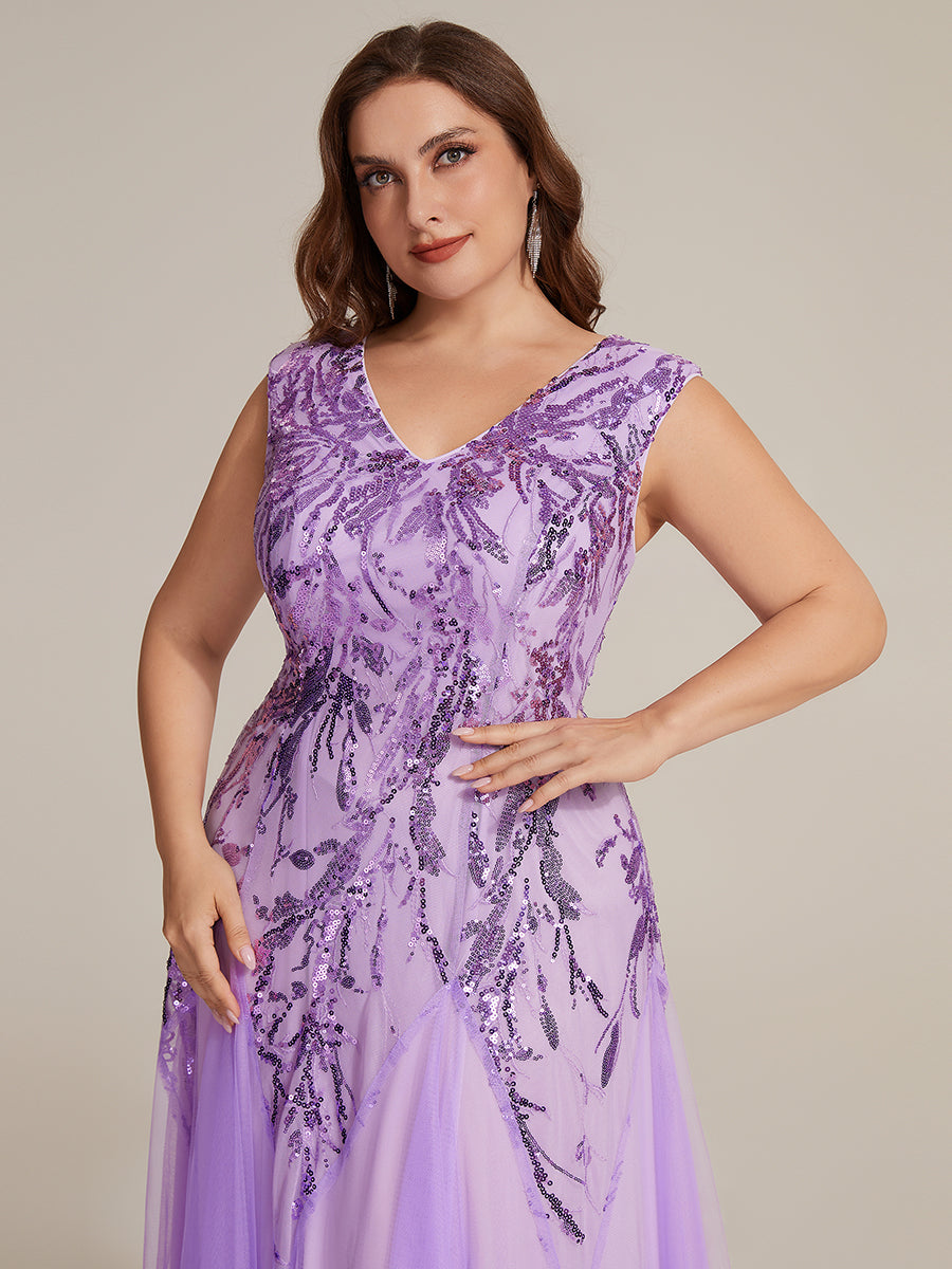 Freya Navy Sequin Embroidered Cap Sleeve Maxi Evening Dress