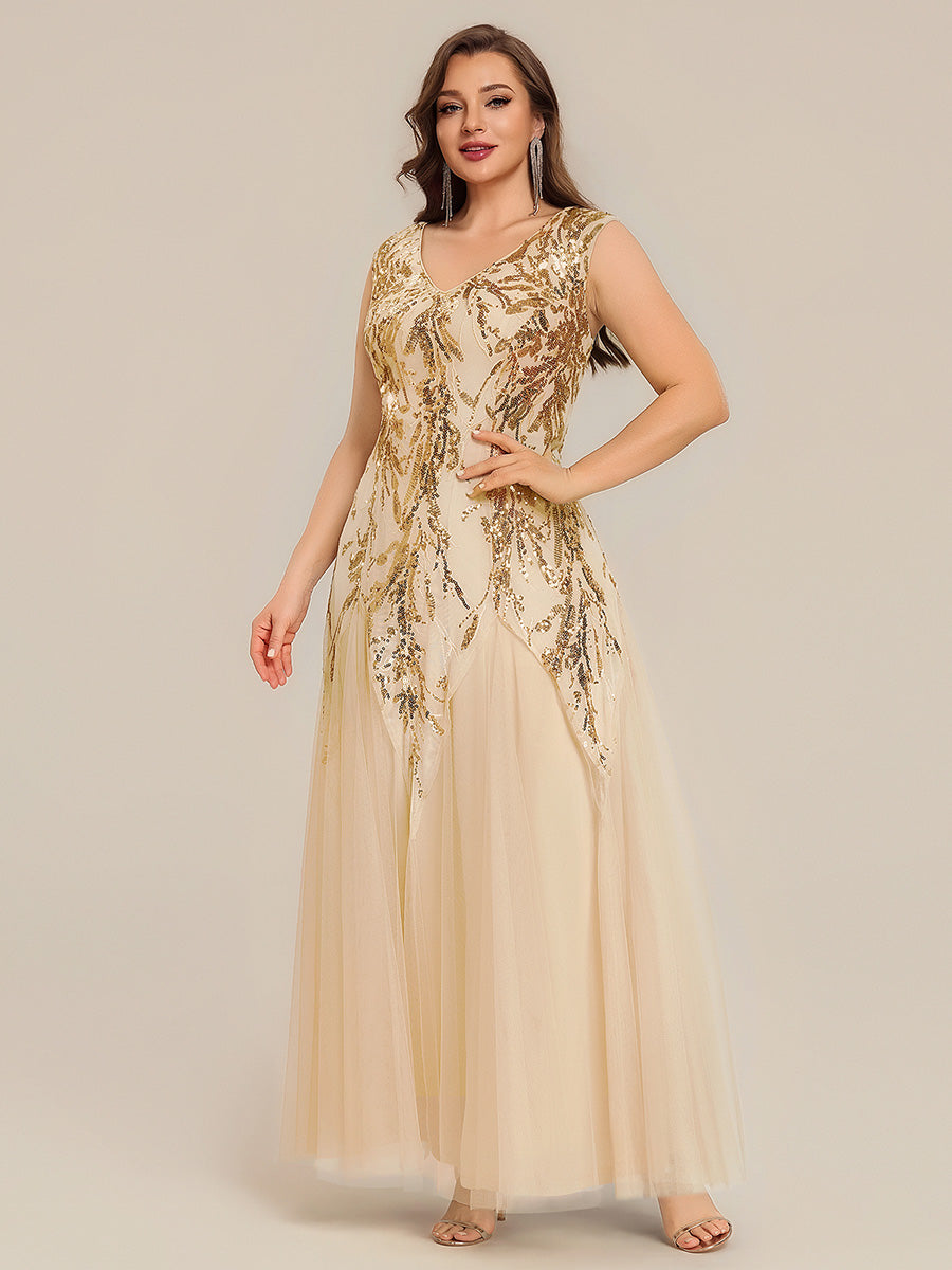 Freya Navy Sequin Embroidered Cap Sleeve Maxi Evening Dress