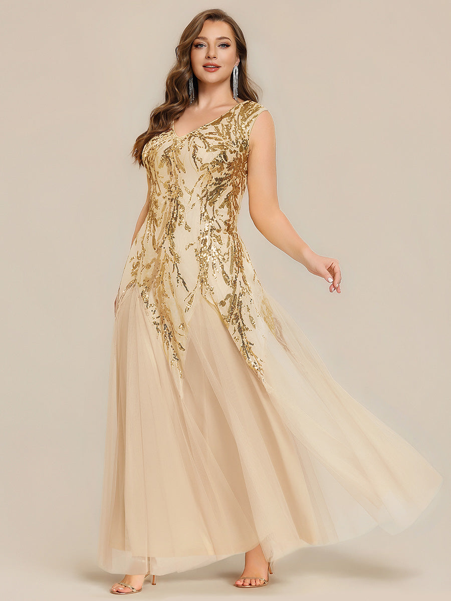 Freya Navy Sequin Embroidered Cap Sleeve Maxi Evening Dress
