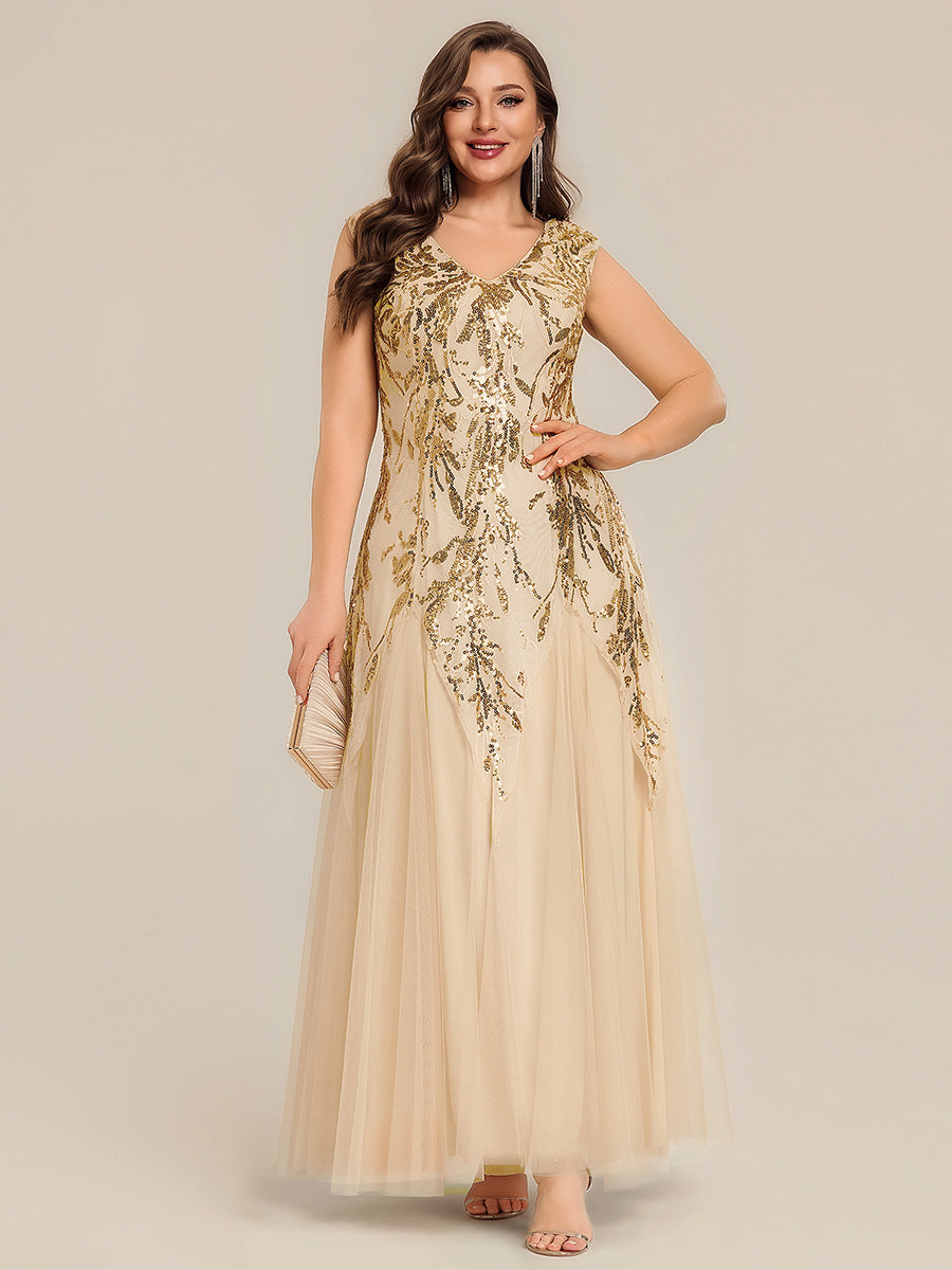 Freya Navy Sequin Embroidered Cap Sleeve Maxi Evening Dress