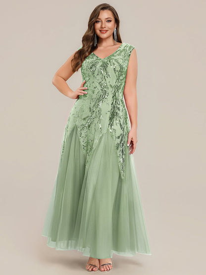 Freya Navy Sequin Embroidered Cap Sleeve Maxi Evening Dress