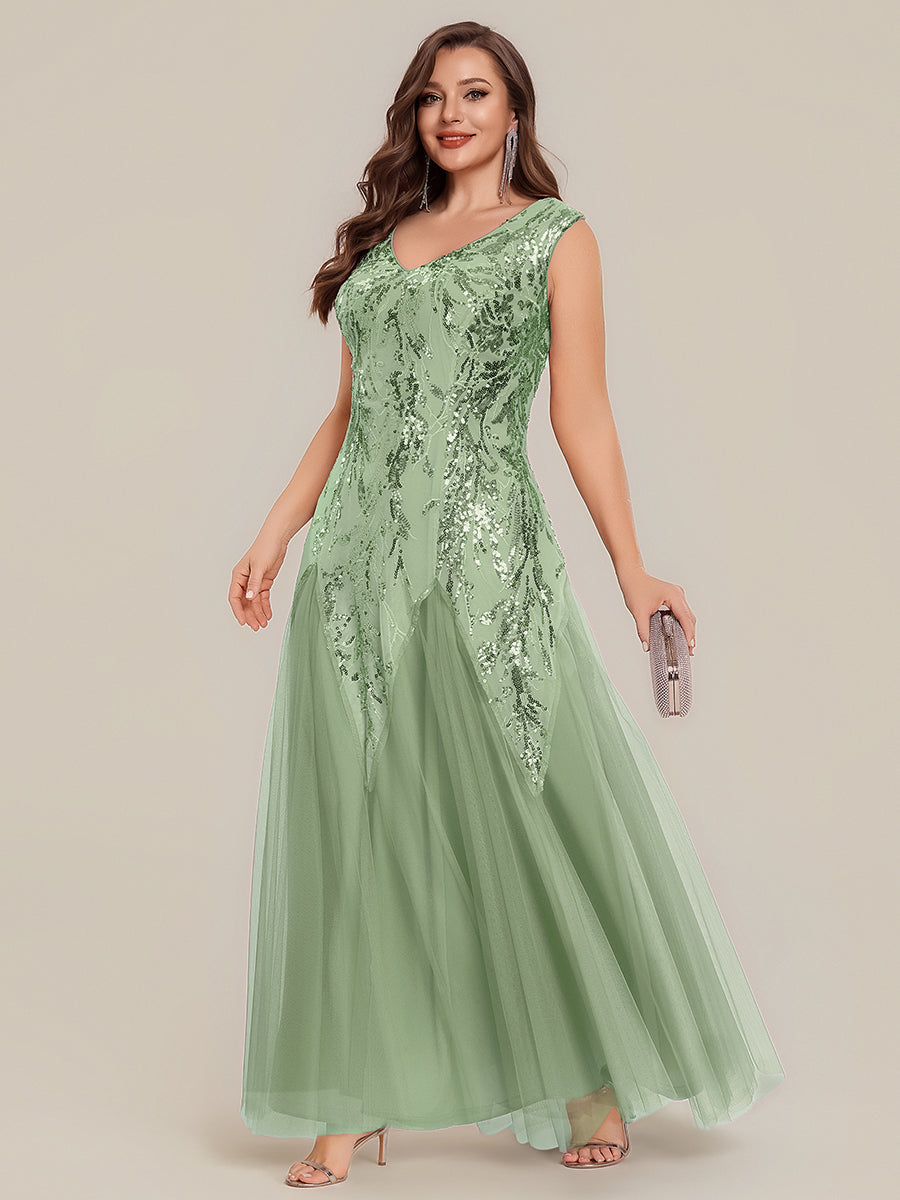 Freya Navy Sequin Embroidered Cap Sleeve Maxi Evening Dress