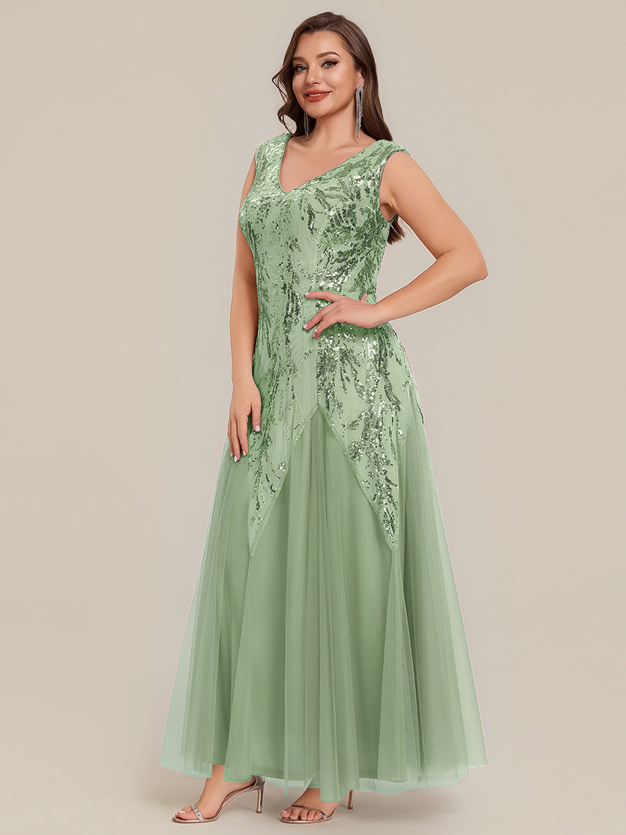 Freya Navy Sequin Embroidered Cap Sleeve Maxi Evening Dress