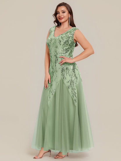 Freya Navy Sequin Embroidered Cap Sleeve Maxi Evening Dress