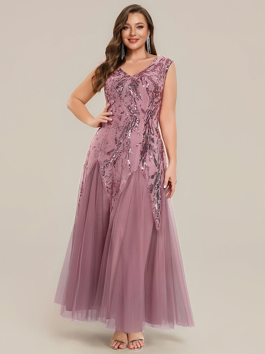 Freya Navy Sequin Embroidered Cap Sleeve Maxi Evening Dress