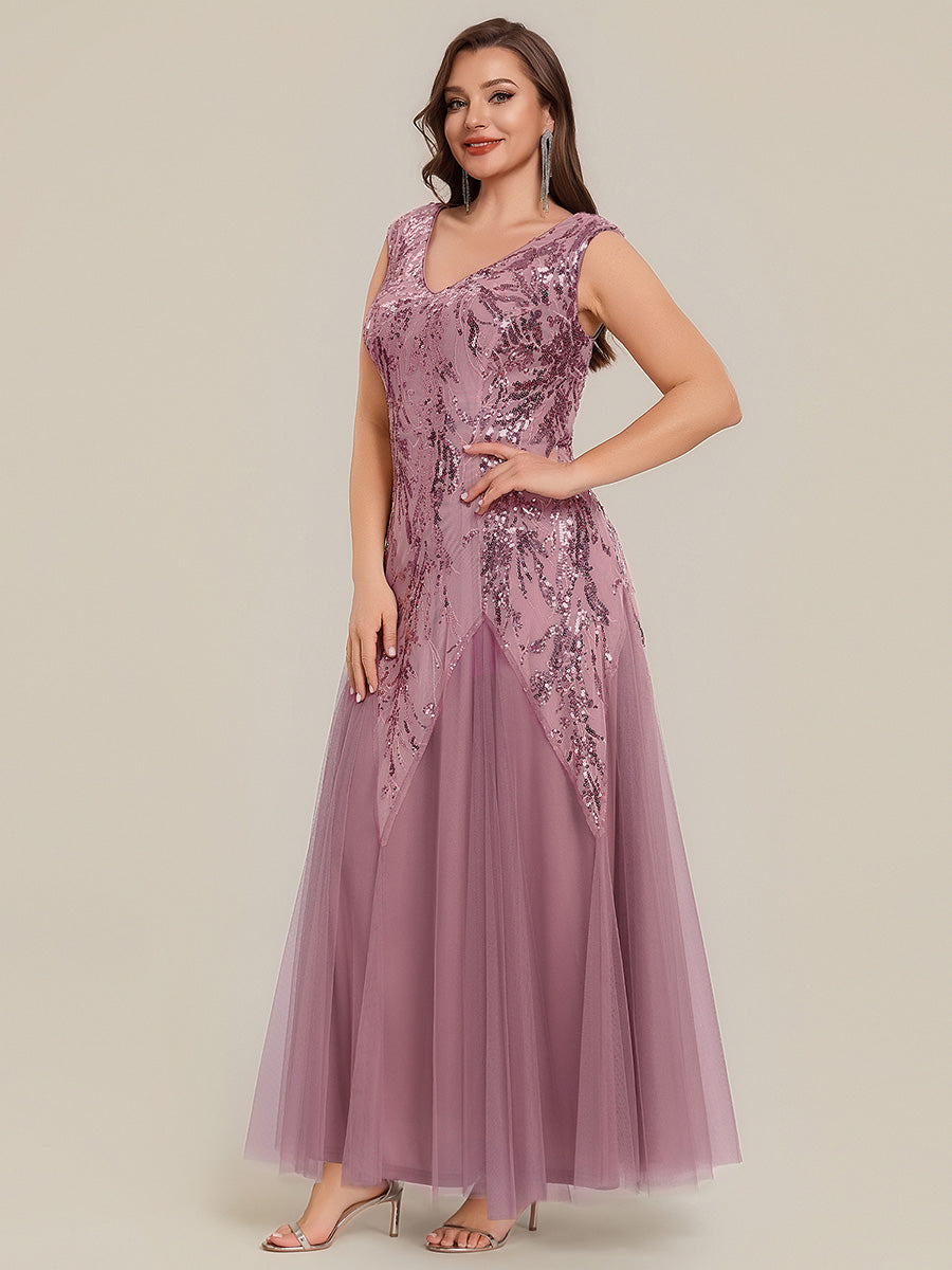 Freya Navy Sequin Embroidered Cap Sleeve Maxi Evening Dress