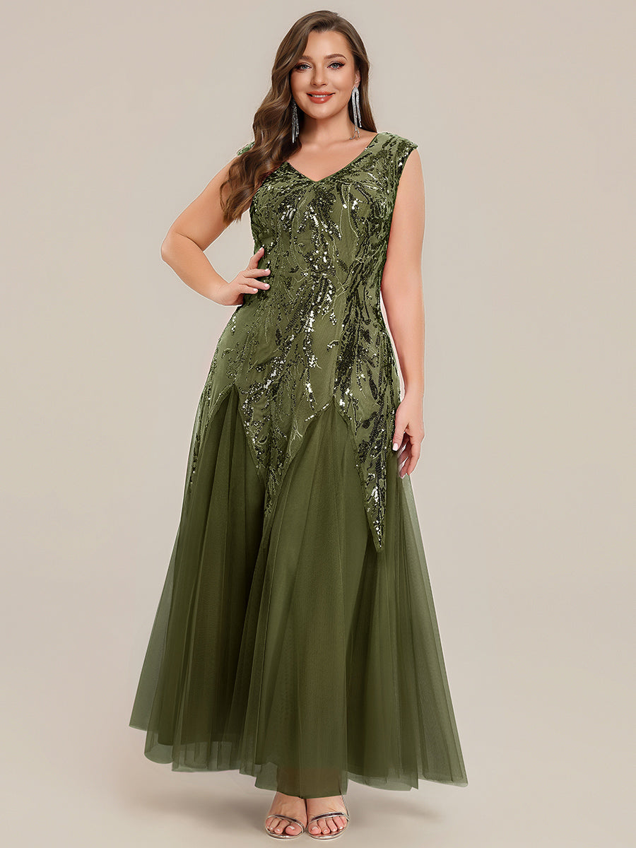 Freya Navy Sequin Embroidered Cap Sleeve Maxi Evening Dress