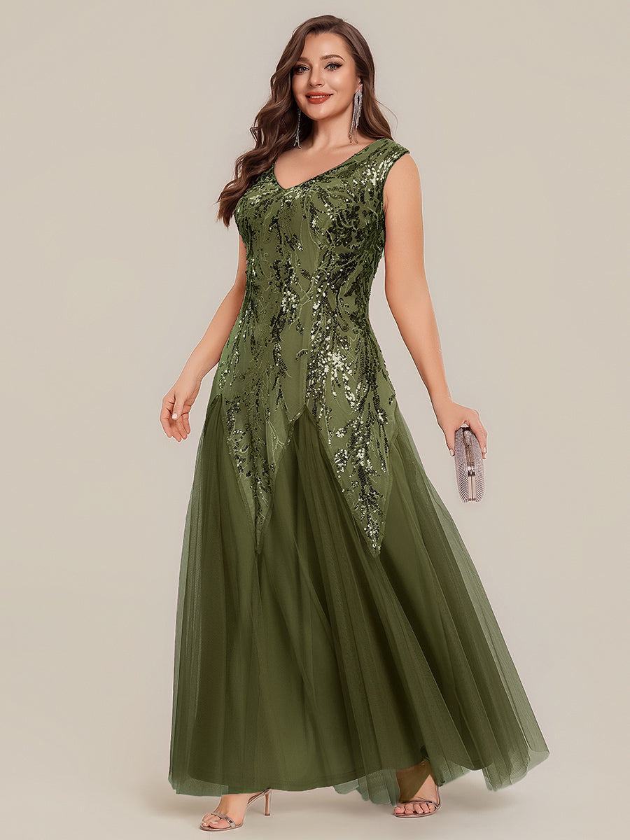 Freya Navy Sequin Embroidered Cap Sleeve Maxi Evening Dress