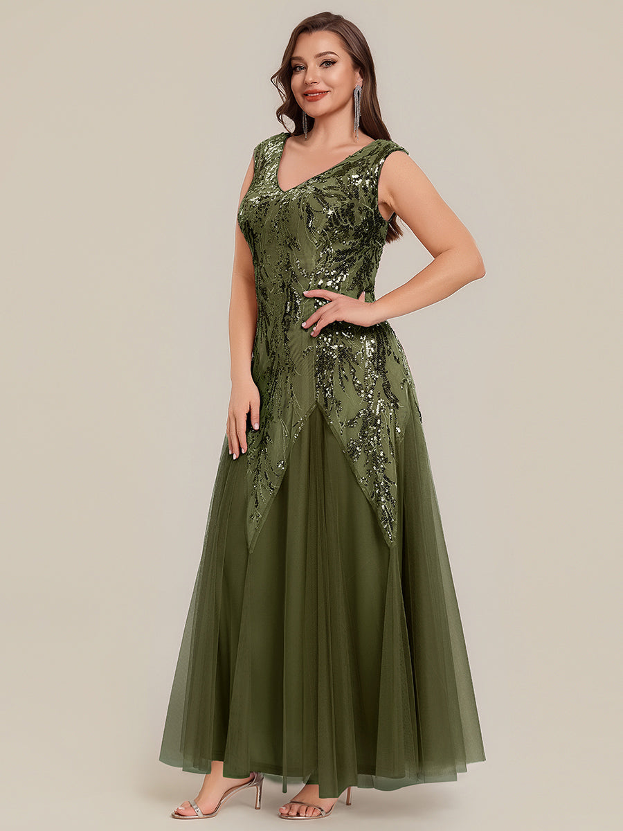 Freya Navy Sequin Embroidered Cap Sleeve Maxi Evening Dress
