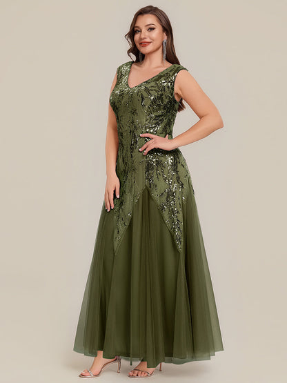 Freya Navy Sequin Embroidered Cap Sleeve Maxi Evening Dress