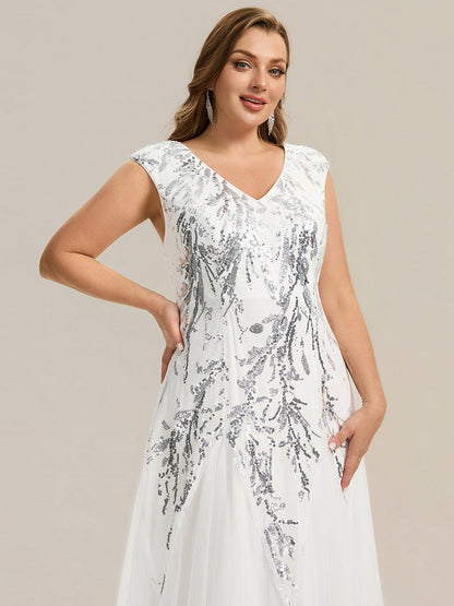 Freya Navy Sequin Embroidered Cap Sleeve Maxi Evening Dress