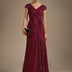 KAIA Silver Knotted Sequin Cap Sleeve Maxi Evening Dress - Burgundy