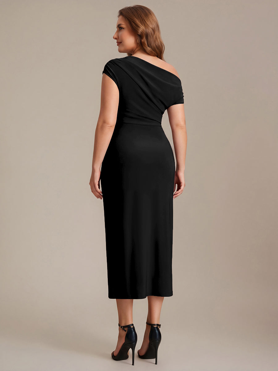 Sienna Blush Knit Off-Shoulder Midi Bodycon Wedding Guest Dress