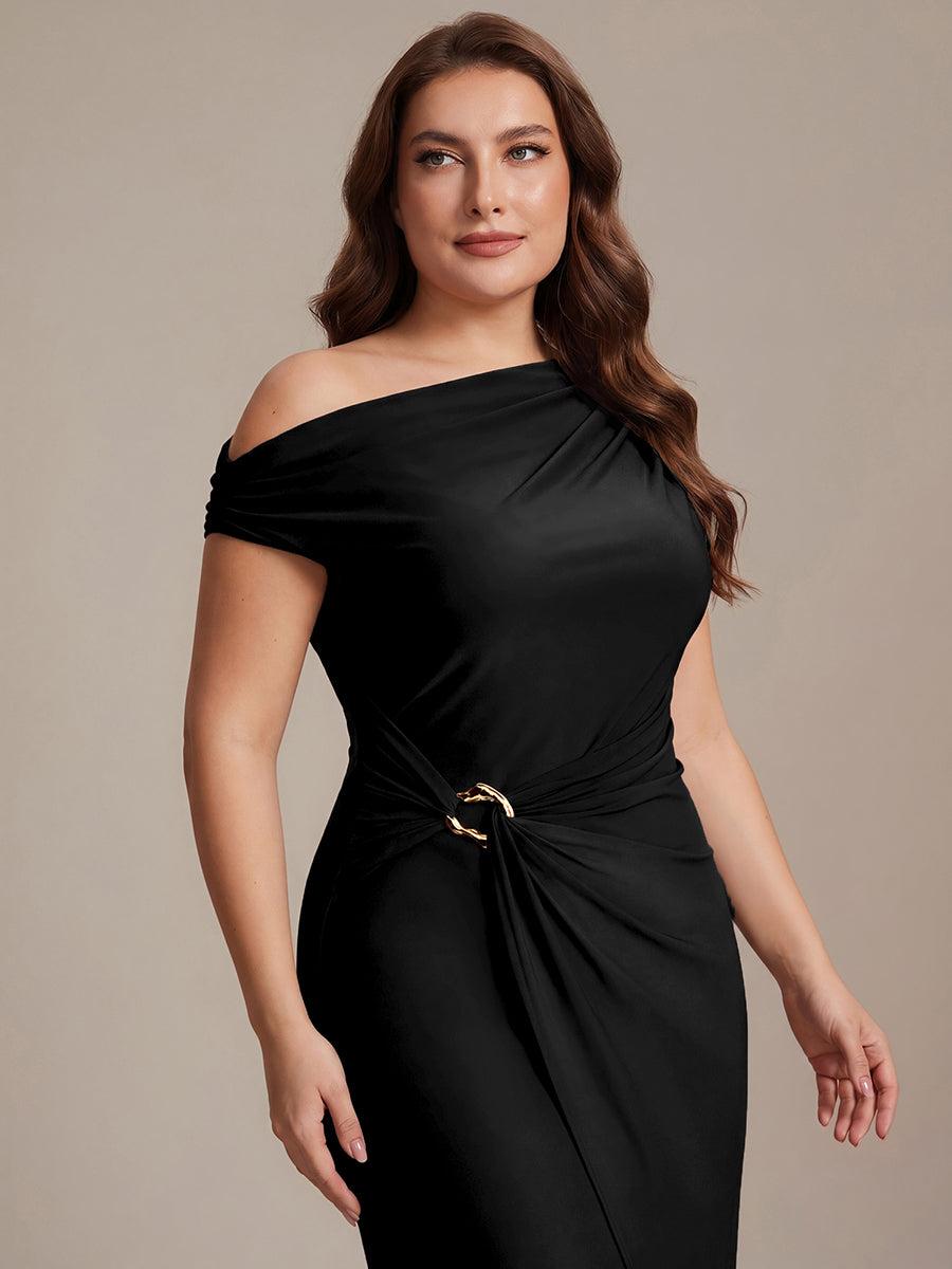 Sienna Blush Knit Off-Shoulder Midi Bodycon Wedding Guest Dress
