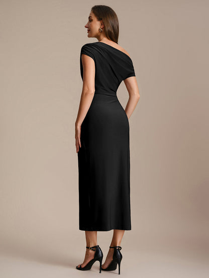Sienna Blush Knit Off-Shoulder Midi Bodycon Wedding Guest Dress