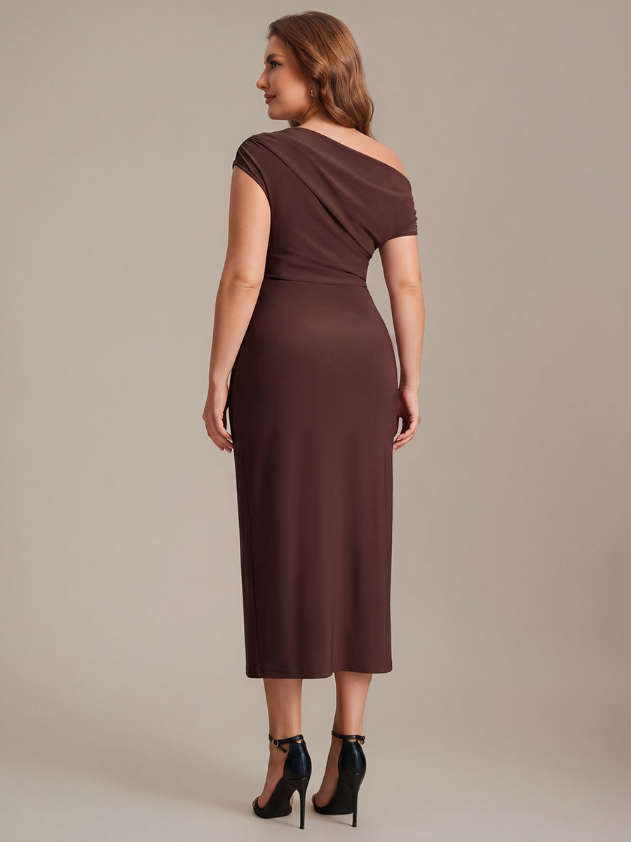 Sienna Blush Knit Off-Shoulder Midi Bodycon Wedding Guest Dress
