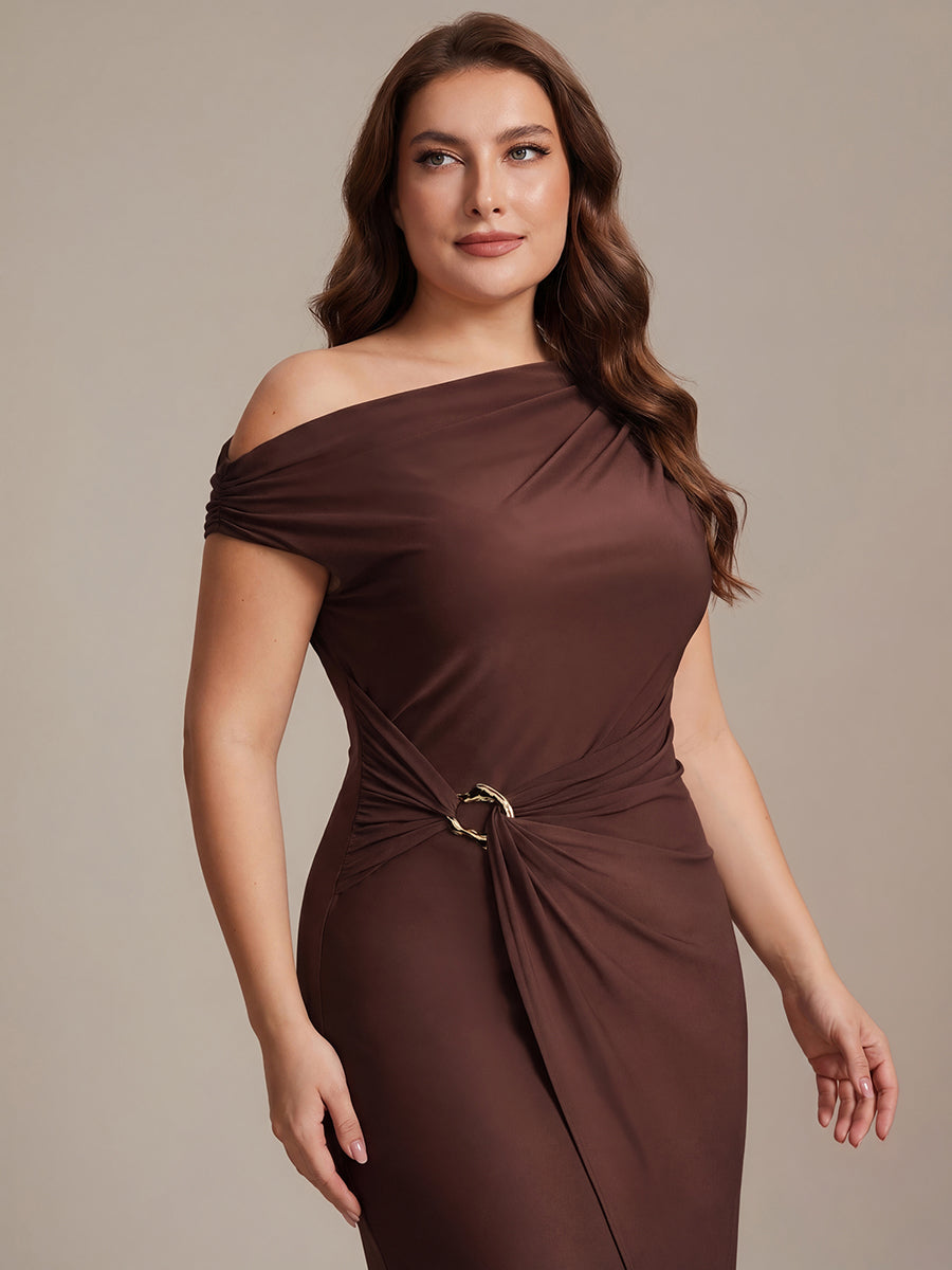 Sienna Blush Knit Off-Shoulder Midi Bodycon Wedding Guest Dress